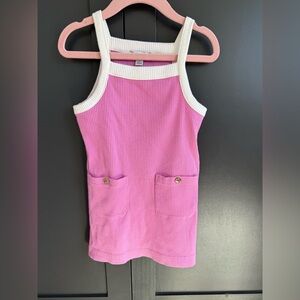 Crewcuts Ribbed Pink Dress with White Trim • 3